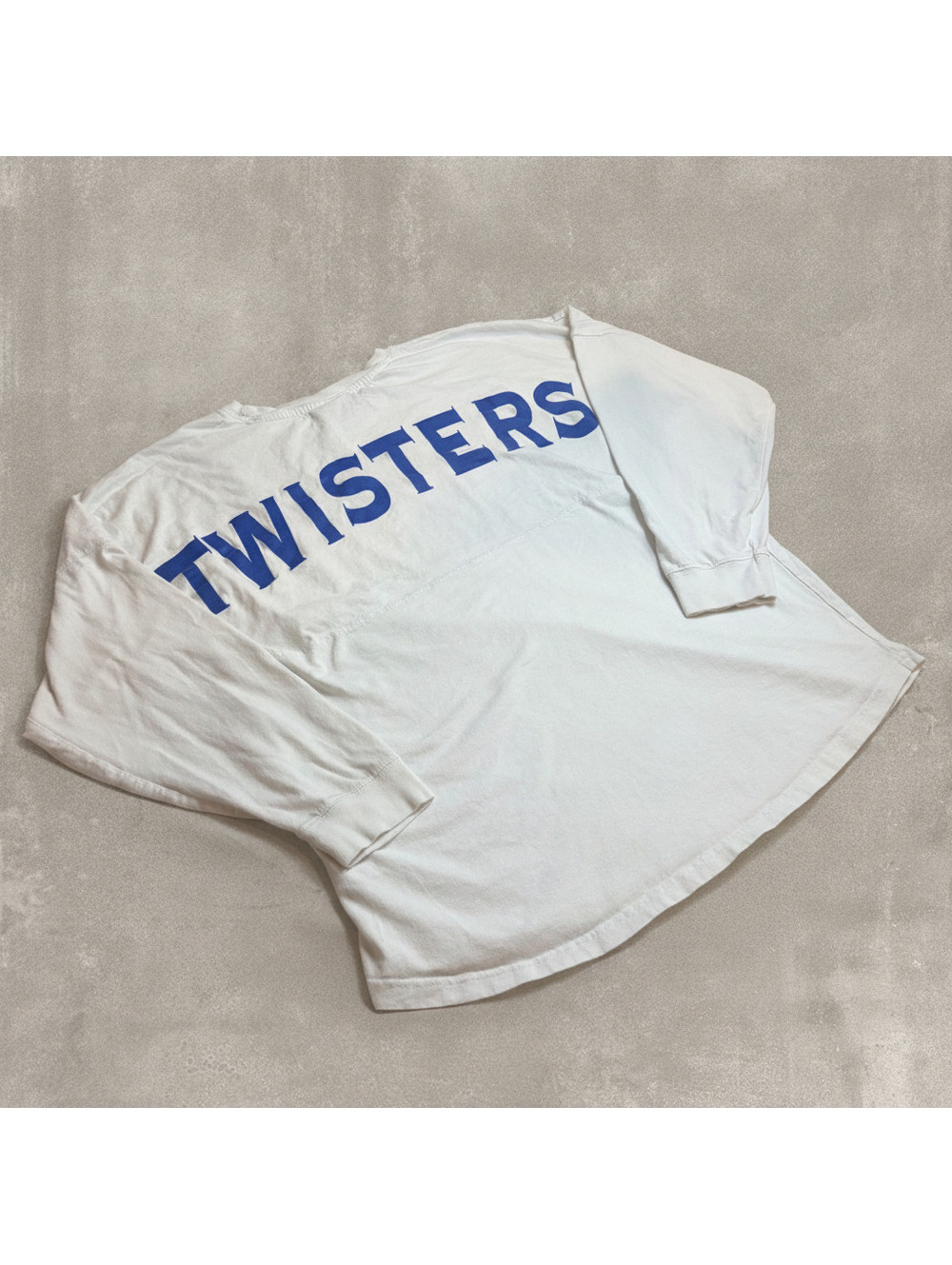 J. America Mens Medium White Twisters Graphic Long Sleeve Spirit Jersey Shirt